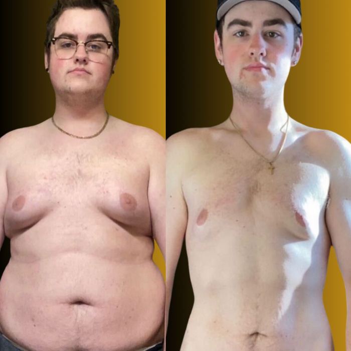 Alex before and after transformation — 130lbs in 1 Year