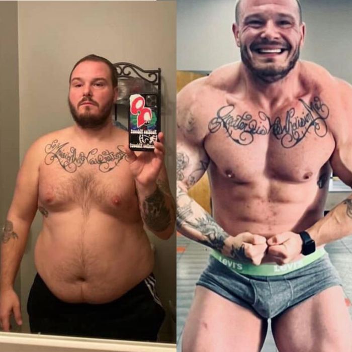 Bubba before and after transformation — 60lbs in 3 Months