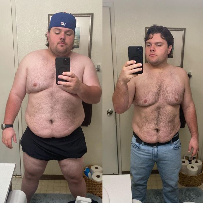 Justin before and after transformation — 100lbs in 9 Months