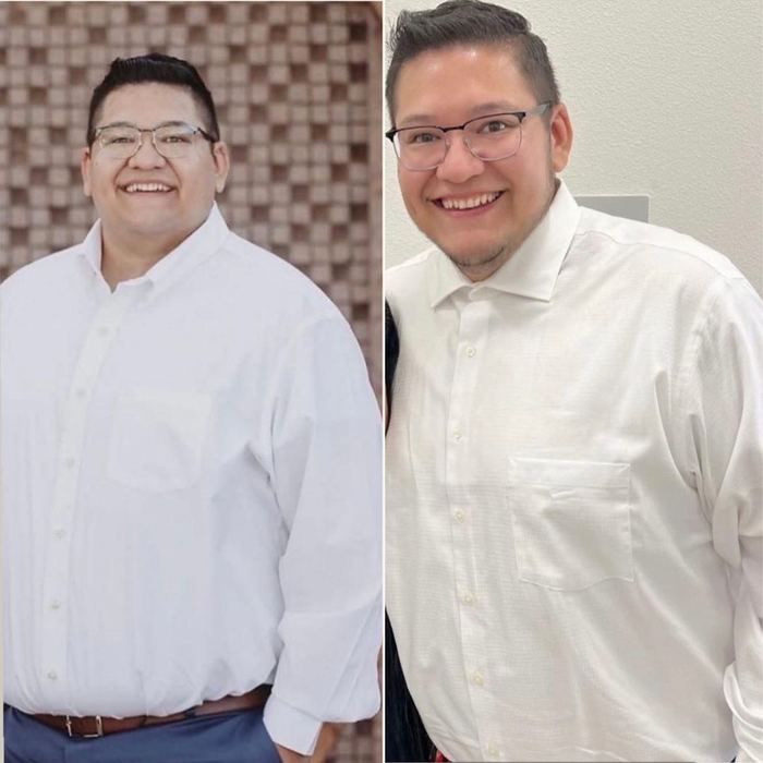 Miguel before and after transformation — 100lbs in 1 Year