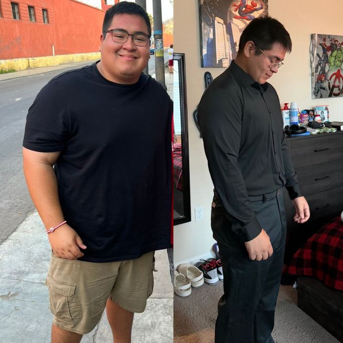Oscar before and after transformation — 100lbs in 9 Months