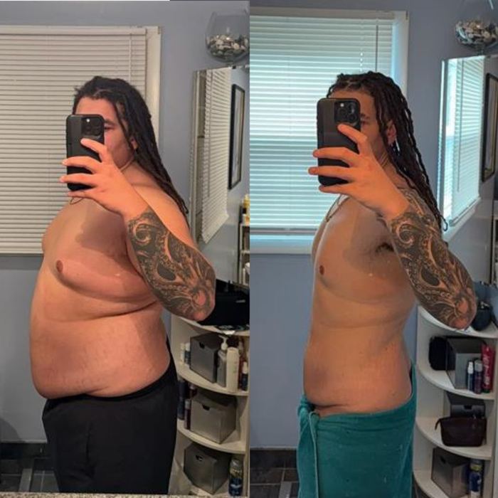 Reilly before and after transformation — 90lbs in 4 Months