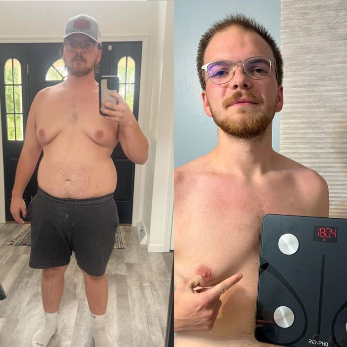 Sam before and after transformation — 70lbs in 6 Months