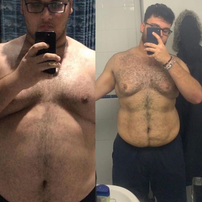 Wale before and after transformation — 100lbs in 6 Months